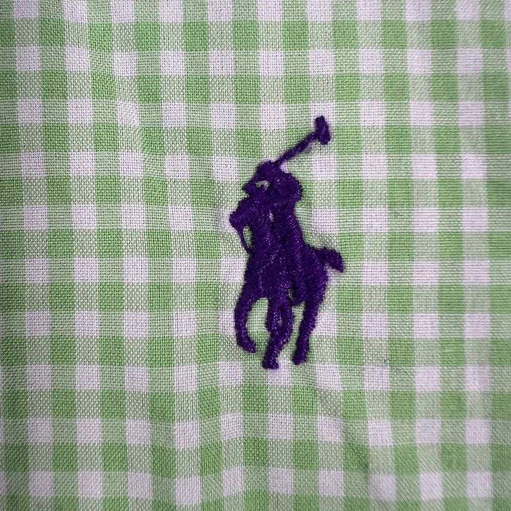 Polo Ralph Lauren Shirt Mens XL Extra Large Green Gingham Check Button Up